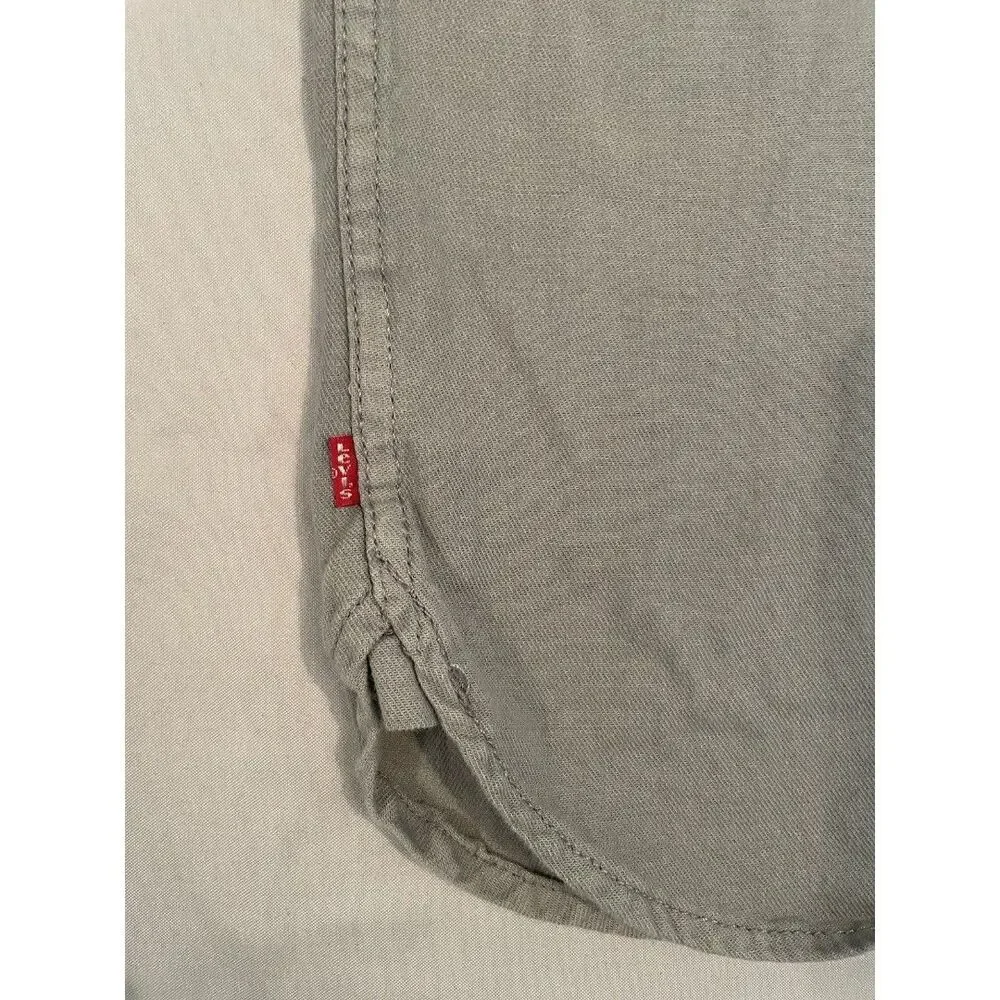 Levi Shirt Men Size XL Gray Short Sleeve Stretch Button Up